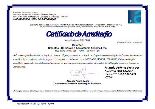 Certificado de acreditação